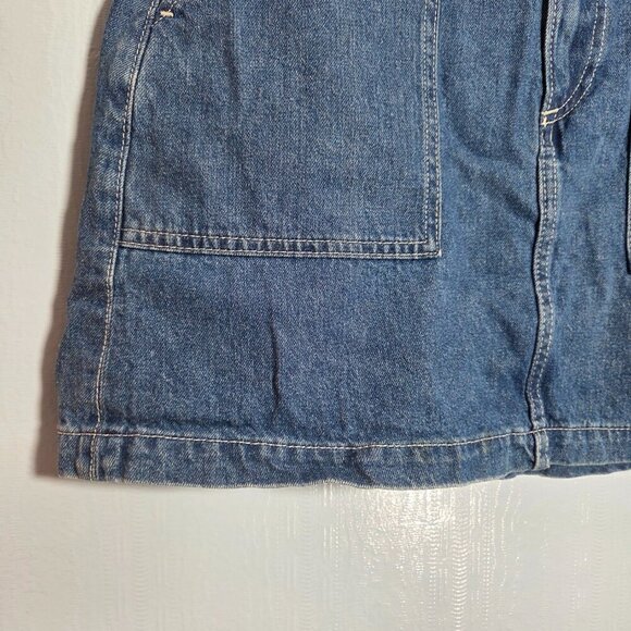 H&M &Denim Size 10 Medium Wash Denim Blue Button Jean Mini Skirt - Picture 5 of 11